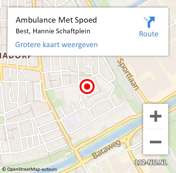 Locatie op kaart van de 112 melding: Ambulance Met Spoed Naar Best, Hannie Schaftplein op 16 juli 2019 11:03