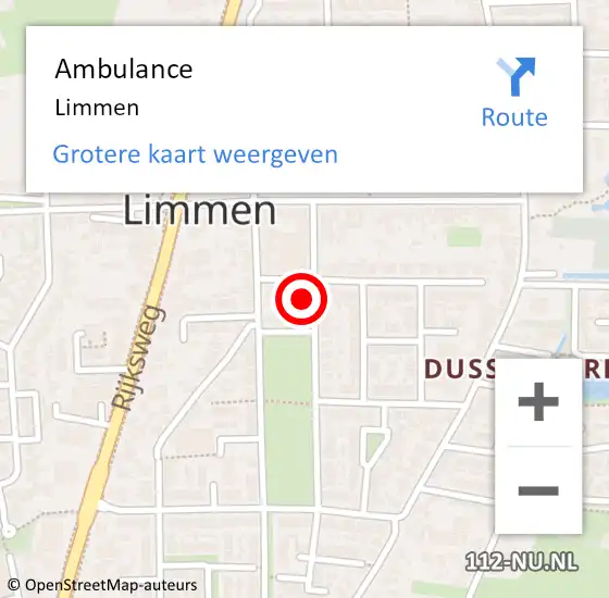 Locatie op kaart van de 112 melding: Ambulance Limmen op 16 juli 2019 11:14