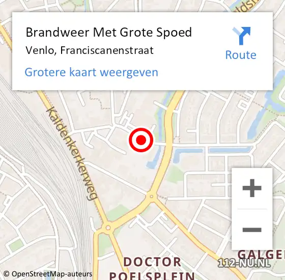 Locatie op kaart van de 112 melding: Brandweer Met Grote Spoed Naar Venlo, Franciscanenstraat op 16 juli 2019 11:21