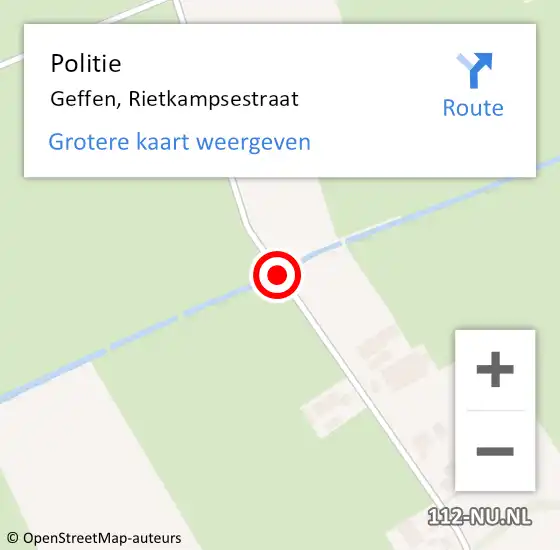 Locatie op kaart van de 112 melding: Politie Geffen, Rietkampsestraat op 7 april 2014 17:55