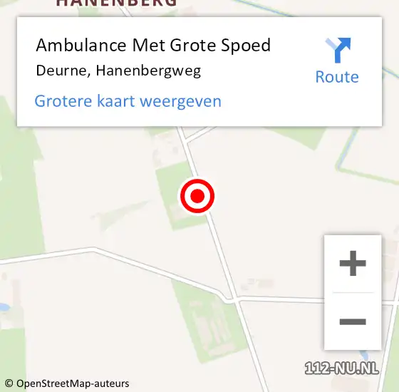 Locatie op kaart van de 112 melding: Ambulance Met Grote Spoed Naar Deurne, Hanenbergweg op 16 juli 2019 13:05