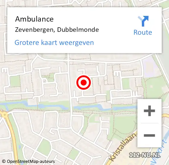 Locatie op kaart van de 112 melding: Ambulance Zevenbergen, Dubbelmonde op 16 juli 2019 13:14