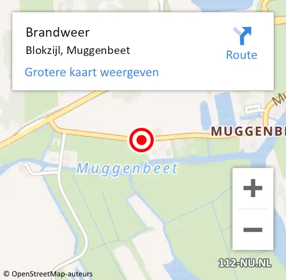 Locatie op kaart van de 112 melding: Brandweer Blokzijl, Muggenbeet op 16 juli 2019 14:49
