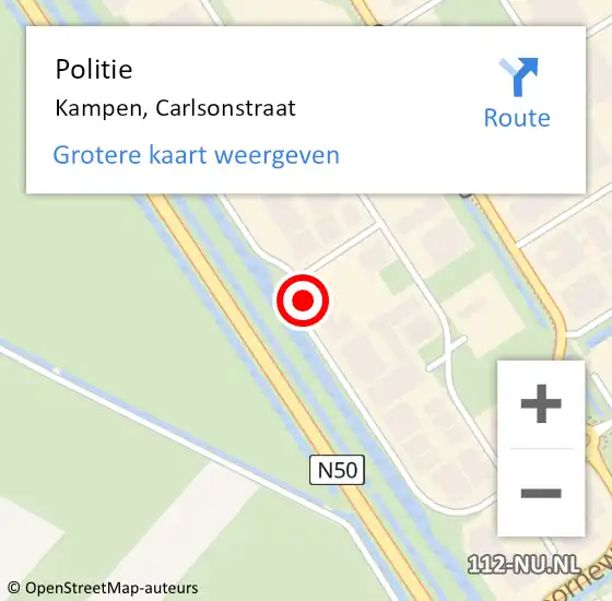 Locatie op kaart van de 112 melding: Politie Kampen, Carlsonstraat op 16 juli 2019 15:00