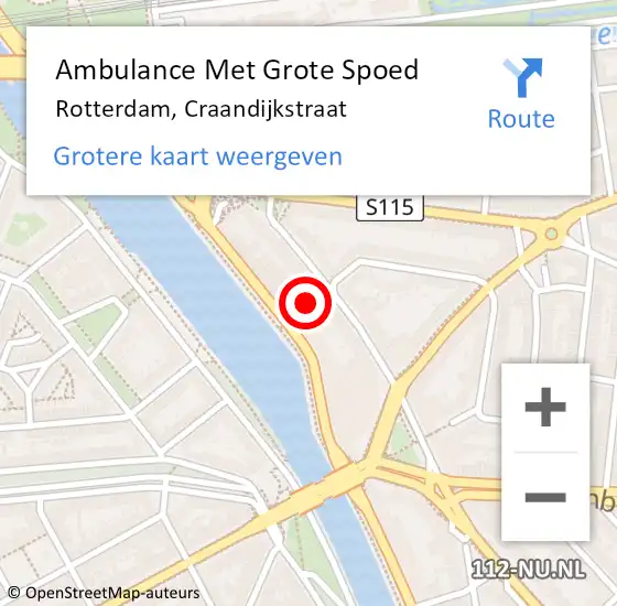 Locatie op kaart van de 112 melding: Ambulance Met Grote Spoed Naar Rotterdam, Craandijkstraat op 16 juli 2019 15:45