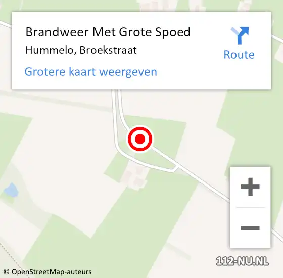 Locatie op kaart van de 112 melding: Brandweer Met Grote Spoed Naar Hummelo, Broekstraat op 16 juli 2019 15:48