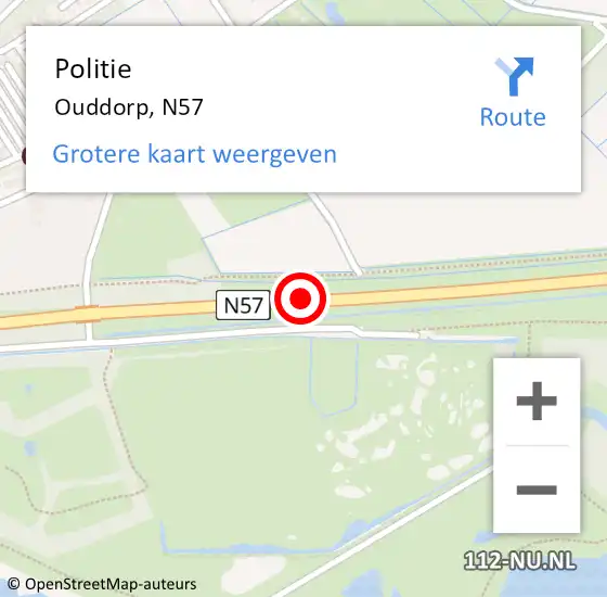 Locatie op kaart van de 112 melding: Politie Ouddorp, N57 op 16 juli 2019 15:56