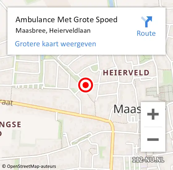 Locatie op kaart van de 112 melding: Ambulance Met Grote Spoed Naar Maasbree, Heierveldlaan op 16 juli 2019 16:11