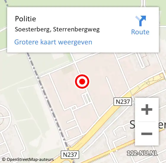 Locatie op kaart van de 112 melding: Politie Soesterberg, Sterrenbergweg op 16 juli 2019 16:25