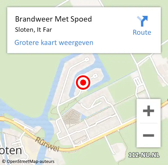 Locatie op kaart van de 112 melding: Brandweer Met Spoed Naar Sloten, It Far op 16 juli 2019 16:25