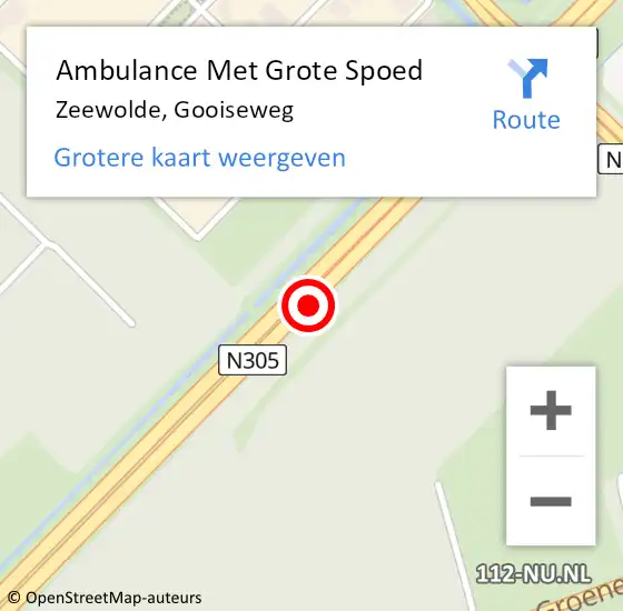 Locatie op kaart van de 112 melding: Ambulance Met Grote Spoed Naar Zeewolde, Gooiseweg op 16 juli 2019 16:29