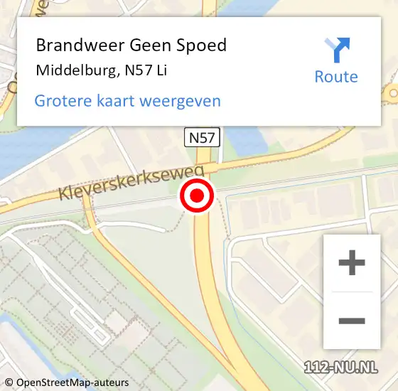 Locatie op kaart van de 112 melding: Brandweer Geen Spoed Naar Middelburg, N57 Li op 16 juli 2019 16:49