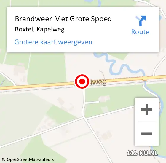 Locatie op kaart van de 112 melding: Brandweer Met Grote Spoed Naar Boxtel, Kapelweg op 16 juli 2019 17:34