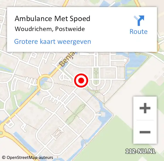 Locatie op kaart van de 112 melding: Ambulance Met Spoed Naar Woudrichem, Postweide op 16 juli 2019 17:40