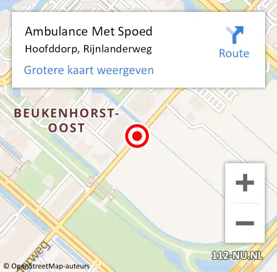 Locatie op kaart van de 112 melding: Ambulance Met Spoed Naar Hoofddorp, Rijnlanderweg op 16 juli 2019 17:47