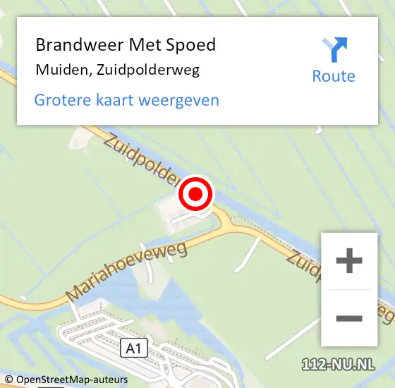 Locatie op kaart van de 112 melding: Brandweer Met Spoed Naar Muiden, Zuidpolderweg op 16 juli 2019 17:55