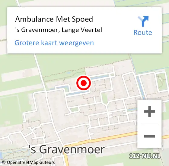 Locatie op kaart van de 112 melding: Ambulance Met Spoed Naar 's Gravenmoer, Lange Veertel op 16 juli 2019 18:32