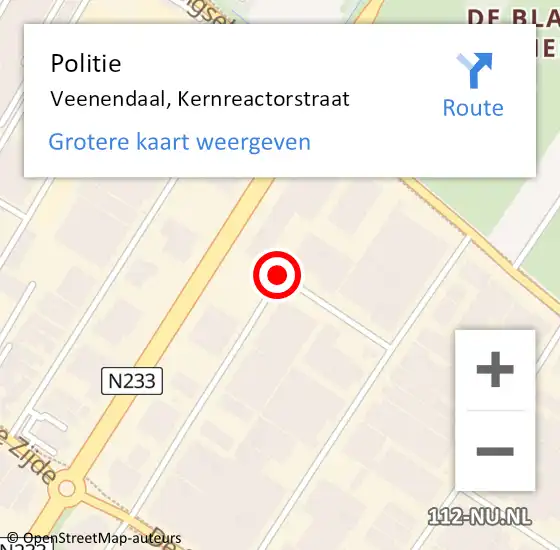 Locatie op kaart van de 112 melding: Politie Veenendaal, Kernreactorstraat op 16 juli 2019 19:05