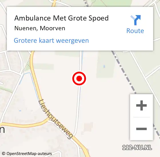 Locatie op kaart van de 112 melding: Ambulance Met Grote Spoed Naar Nuenen, Moorven op 16 juli 2019 19:41