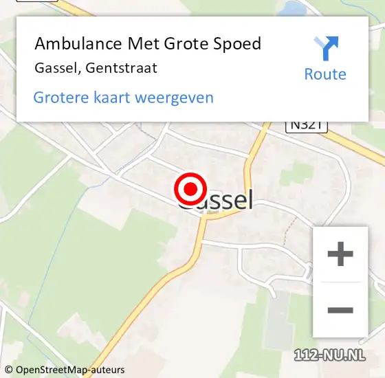 Locatie op kaart van de 112 melding: Ambulance Met Grote Spoed Naar Gassel, Gentstraat op 16 juli 2019 19:57