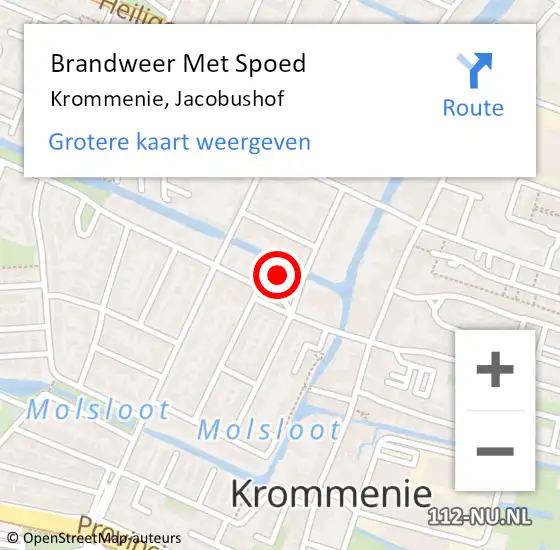 Locatie op kaart van de 112 melding: Brandweer Met Spoed Naar Krommenie, Jacobushof op 16 juli 2019 20:00