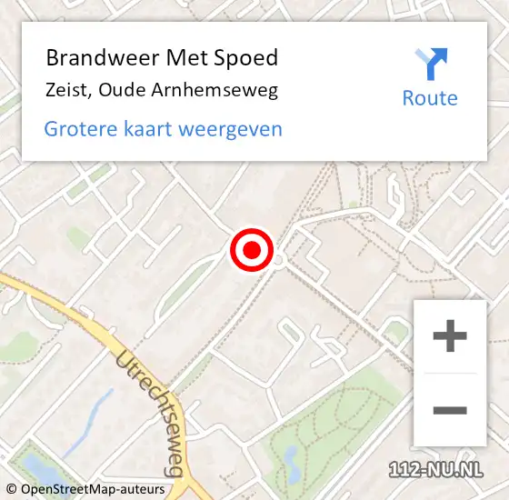 Locatie op kaart van de 112 melding: Brandweer Met Spoed Naar Zeist, Oude Arnhemseweg op 16 juli 2019 23:34