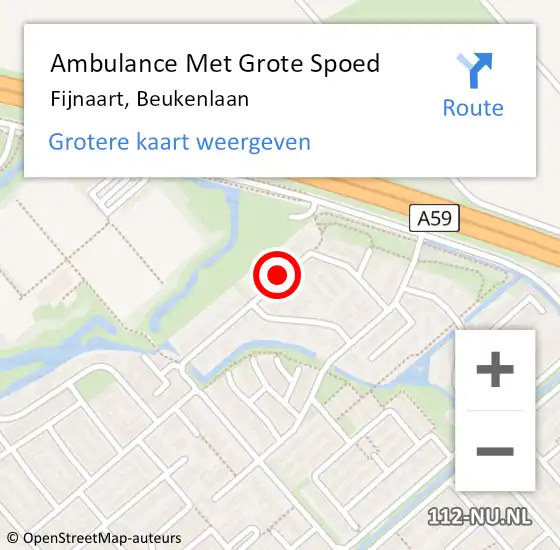 Locatie op kaart van de 112 melding: Ambulance Met Grote Spoed Naar Fijnaart, Beukenlaan op 16 juli 2019 23:38