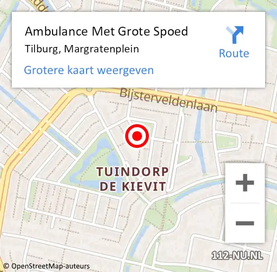 Locatie op kaart van de 112 melding: Ambulance Met Grote Spoed Naar Tilburg, Margratenplein op 17 juli 2019 00:34