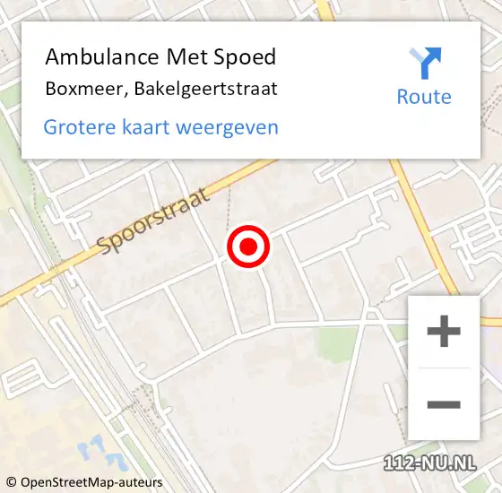 Locatie op kaart van de 112 melding: Ambulance Met Spoed Naar Boxmeer, Bakelgeertstraat op 17 juli 2019 02:54