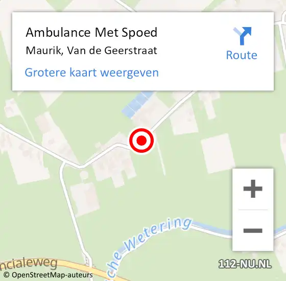 Locatie op kaart van de 112 melding: Ambulance Met Spoed Naar Maurik, Van de Geerstraat op 17 juli 2019 04:38