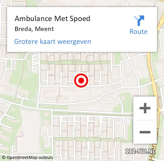 Locatie op kaart van de 112 melding: Ambulance Met Spoed Naar Breda, Meent op 17 juli 2019 05:03