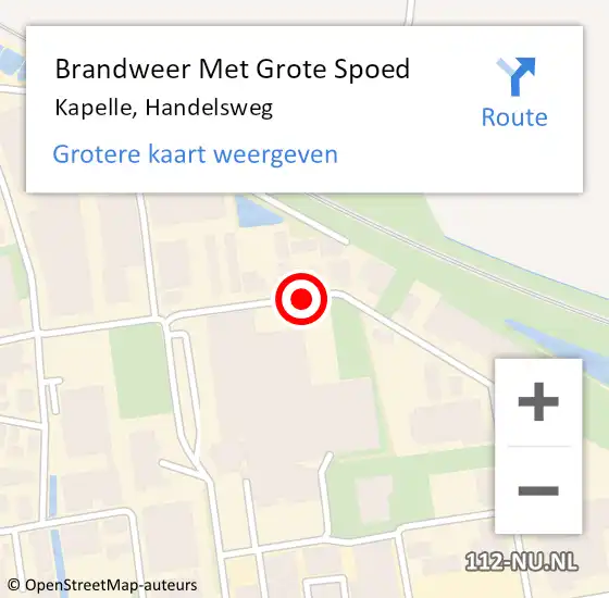 Locatie op kaart van de 112 melding: Brandweer Met Grote Spoed Naar Kapelle, Handelsweg op 17 juli 2019 07:18