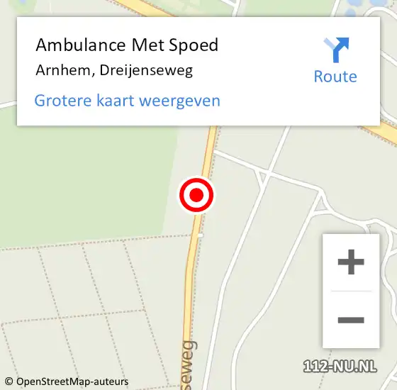 Locatie op kaart van de 112 melding: Ambulance Met Spoed Naar Arnhem, Dreijenseweg op 17 juli 2019 08:26