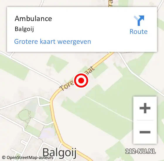 Locatie op kaart van de 112 melding: Ambulance Balgoij op 17 juli 2019 08:37