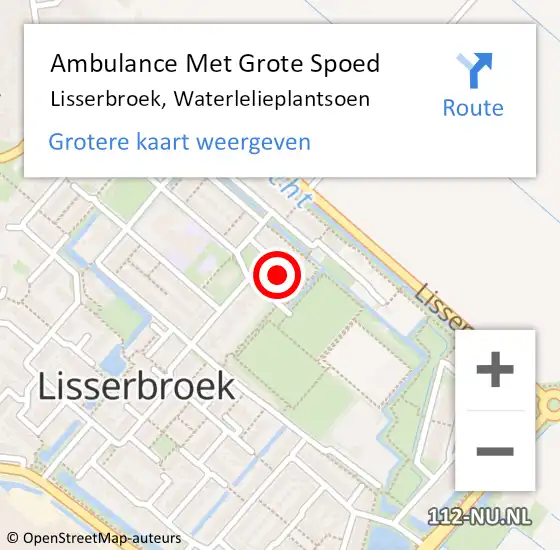 Locatie op kaart van de 112 melding: Ambulance Met Grote Spoed Naar Lisserbroek, Waterlelieplantsoen op 17 juli 2019 09:28