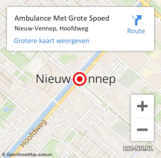 Locatie op kaart van de 112 melding: Ambulance Met Grote Spoed Naar Nieuw-Vennep, Hoofdweg op 17 juli 2019 10:04