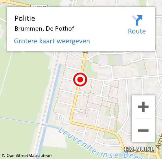 Locatie op kaart van de 112 melding: Politie Brummen, De Pothof op 17 juli 2019 10:18