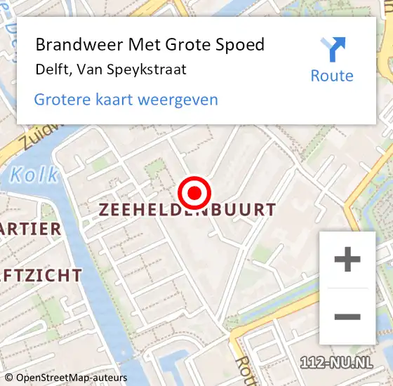 Locatie op kaart van de 112 melding: Brandweer Met Grote Spoed Naar Delft, Van Speykstraat op 17 juli 2019 10:54