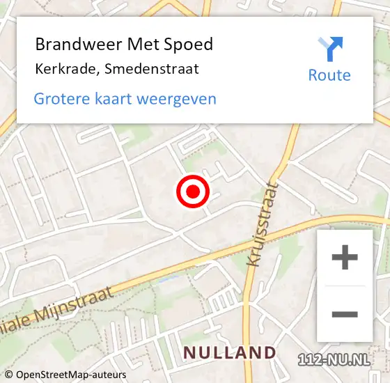 Locatie op kaart van de 112 melding: Brandweer Met Spoed Naar Kerkrade, Smedenstraat op 17 juli 2019 11:17