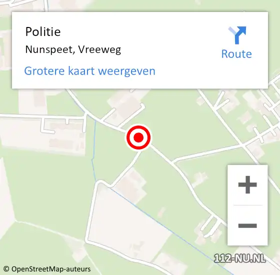 Locatie op kaart van de 112 melding: Politie Nunspeet, Vreeweg op 17 juli 2019 11:29