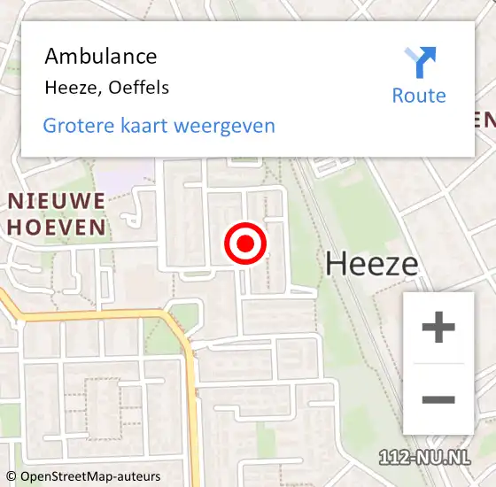 Locatie op kaart van de 112 melding: Ambulance Heeze, Oeffels op 17 juli 2019 11:37