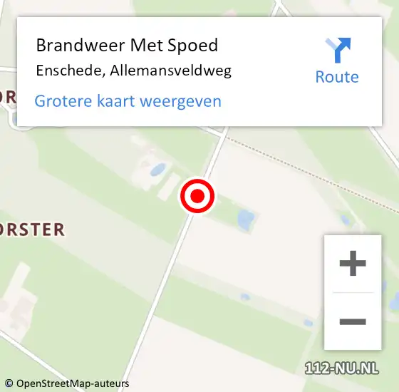 Locatie op kaart van de 112 melding: Brandweer Met Spoed Naar Enschede, Allemansveldweg op 17 juli 2019 12:06