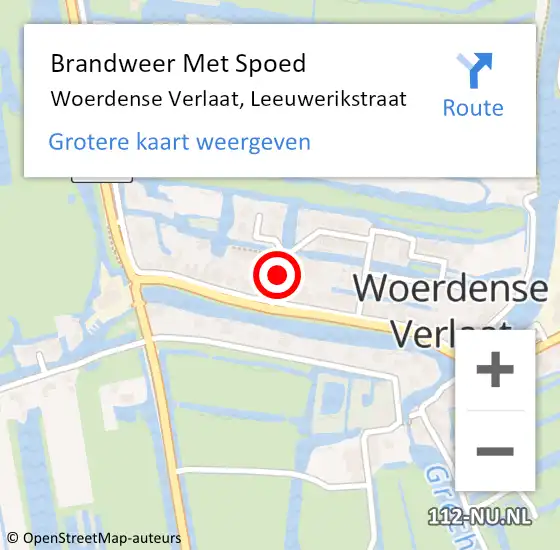 Locatie op kaart van de 112 melding: Brandweer Met Spoed Naar Woerdense Verlaat, Leeuwerikstraat op 17 juli 2019 12:24