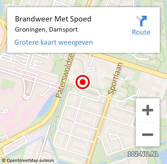 Locatie op kaart van de 112 melding: Brandweer Met Spoed Naar Groningen, Damsport op 17 juli 2019 12:47