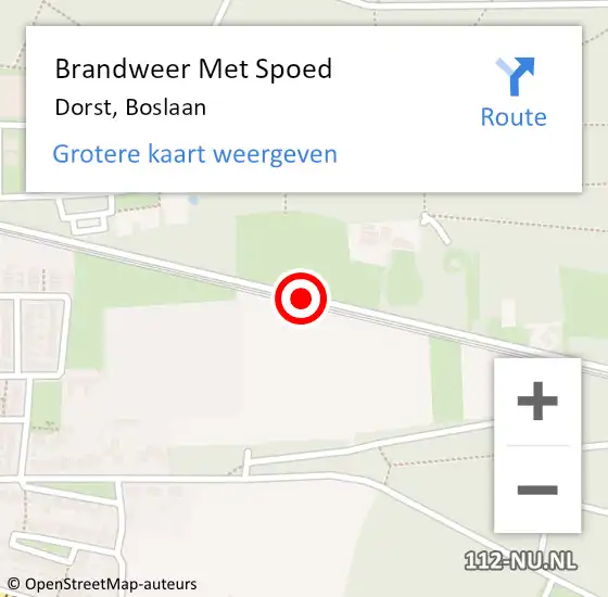 Locatie op kaart van de 112 melding: Brandweer Met Spoed Naar Dorst, Boslaan op 17 juli 2019 13:06