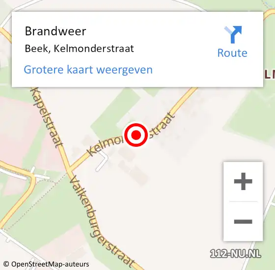 Locatie op kaart van de 112 melding: Brandweer Beek, Kelmonderstraat op 7 april 2014 19:05