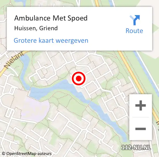 Locatie op kaart van de 112 melding: Ambulance Met Spoed Naar Huissen, Griend op 17 juli 2019 13:45