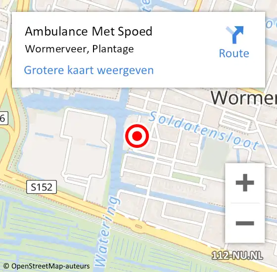 Locatie op kaart van de 112 melding: Ambulance Met Spoed Naar Wormerveer, Plantage op 17 juli 2019 13:47