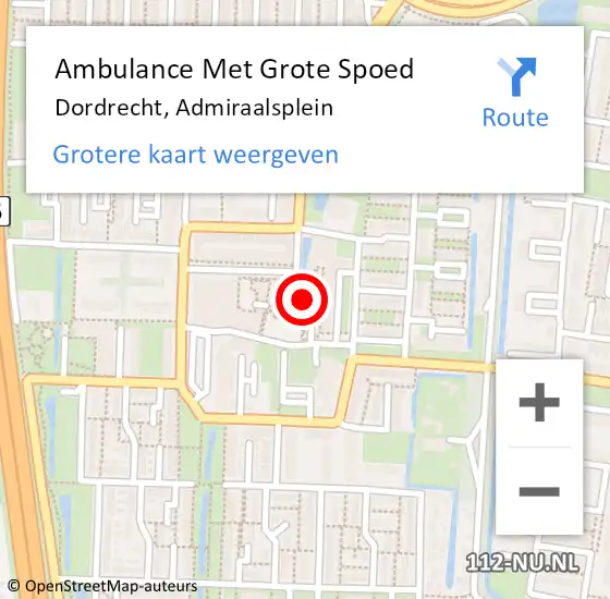 Locatie op kaart van de 112 melding: Ambulance Met Grote Spoed Naar Dordrecht, Admiraalsplein op 17 juli 2019 14:33