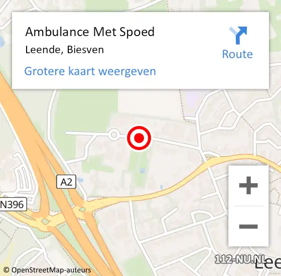 Locatie op kaart van de 112 melding: Ambulance Met Spoed Naar Leende, Biesven op 17 juli 2019 15:15